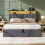 HOMAIRE Grey Velvet Hydraulic Storage Bed 4ft6 3