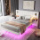 HOMAIRE White Velvet 4ft6 Double Bed with Lights 5