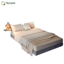 HOMAIRE Grey Velvet 4ft6 Double Bed with Lights