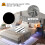 HOMAIRE Grey Velvet 4ft6 Double Bed with Lights 5