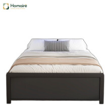 HOMAIRE Metal Double Bed with LED Lights Black