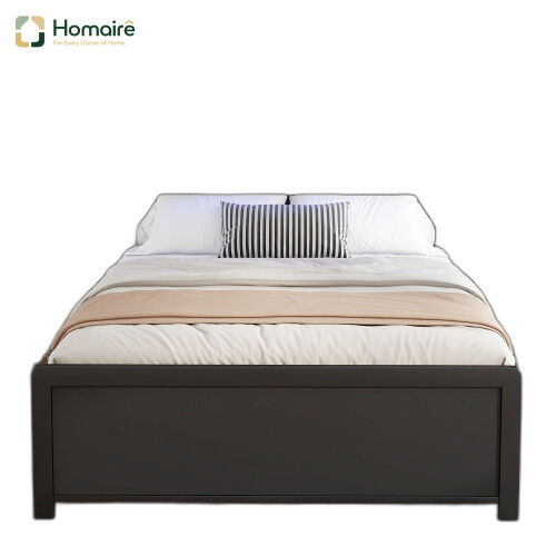 HOMAIRE Metal Double Bed with LED Lights Black