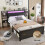 HOMAIRE Metal Double Bed with LED Lights Black 5