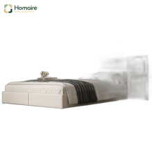 HOMAIRE Beige Velvet 4ft6 Double Upholstered Bed
