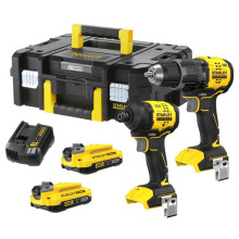 Combo-Kit Schlagbohrmaschine - STANLEY - SFMCD716/SFMCF811 - Bürstenlos - 60Nm/170Nm - 2x2Ah + Koffer