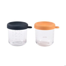 Set di 2 porzioni pasto in vetro 250 ml Blu Notte/Miele