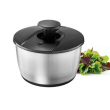 Salade centrifugeuse - GEFU - PUSH IT - PUSH mechanisme - RVS kom 5 L - Antislip siliconen bodem