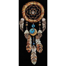 Kit ponto cruz - ANDRIANA - L-16 Apanhador de Sonhos - Tela Aïda 16ct preta - 30 cores - 19x46 cm