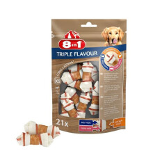 8in1 Triplo Gusto Os da Masticare Premium XS al Manzo, Maiale, Pollo - Per cani di piccola taglia - 10 pezzi