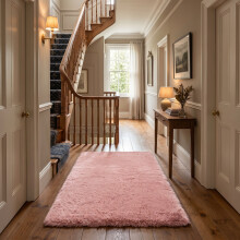 (80 x 150 cm (2 ft 6 in x 5 ft), Pink) Anti Slip Shaggy Rug For Living Room Runner Carpet