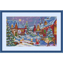 Kit point de croix compté - MEREJKA - Invité de Noël (K-75) - Toile Aida 16ct écru - 31 couleurs DMC - 29x17 cm