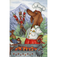 Kit point de croix compté - MP STUDIA - Cuisinier charmant (NV-679) - 21x30 cm - Toile Aïda 14ct - 30 couleurs