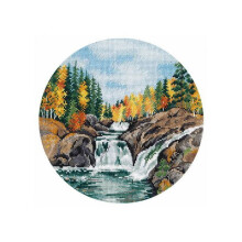 Kit point de croix compté - OVEN - Cascade 1484 - 20x20 cm - Toile Aïda 16ct blanche - 23 couleurs