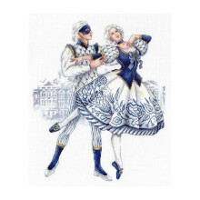 Kit point de croix compté - MP STUDIA - NV-668 Porcelaine - Toile Aïda 18ct (7 pts/cm) - 25x32 cm - 21 couleurs