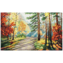 Kit de point de croix - ANDRIANA - Couleurs de la forĂŞt - 34 couleurs - Toile Aida 16ct - 37,5x23,5 cm