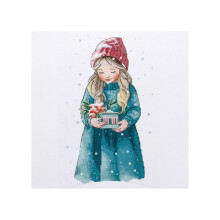 Kit point de croix - ANDRIANA - Fille d'hiver (AND-37) - Toile AĂŻda 18ct blanc - 30 couleurs - 21,512 cm