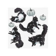 Kit point de croix compté - LETISTITCH - Constellation du chat - Toile Aida 16ct blanc - 12 couleurs Anchor - 28x27 cm