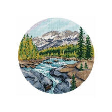 Kit point de croix compté - OVEN - 1485 Canada Johnston Canyon - Aïda 16ct 20x20 cm - 25 couleurs - Fils mouliné