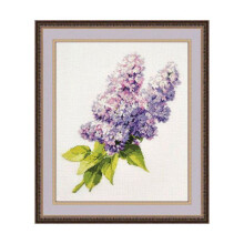 Kit point de croix compté - OVEN - 806 Branche de lilas - 27x32 cm - Toile Aïda 14ct blanc - 17 couleurs