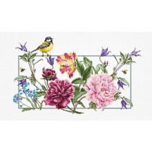 Kit point de croix - LUCA-S - Fleurs de printemps - 41,5x25 cm - Toile Zweigart Aida 16ct (blanc) - 46 couleurs Anchor