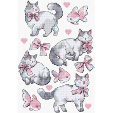 Kit point de croix compté - LETISTITCH - L8801 Rêves roses - Toile Aida 16ct blanche - 17x24 cm - Fils, aiguille, diagramme