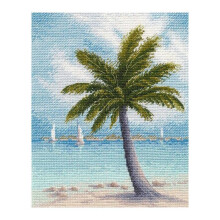 Kit point de croix compté - OVEN - Mer tropicale - 17x22 cm - Toile Aïda 14ct blanche - 19 couleurs