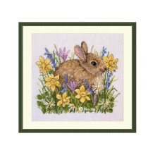 Kit point de croix compté - MEREJKA - K-225 Petit lapin - Aida 16ct blanche - 15x18 cm - 27 couleurs DMC