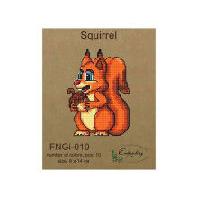 Kit point de croix sur support en bois - EMBROIDERY CRAFT - Écureuil (perles) - 9x14 cm - 10 couleurs - Aiguille