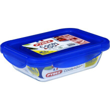 Rectangular Storage Boxes - PYREX - Cook & Go - Set of 3 - Borosilicate Glass - Airtight Lids