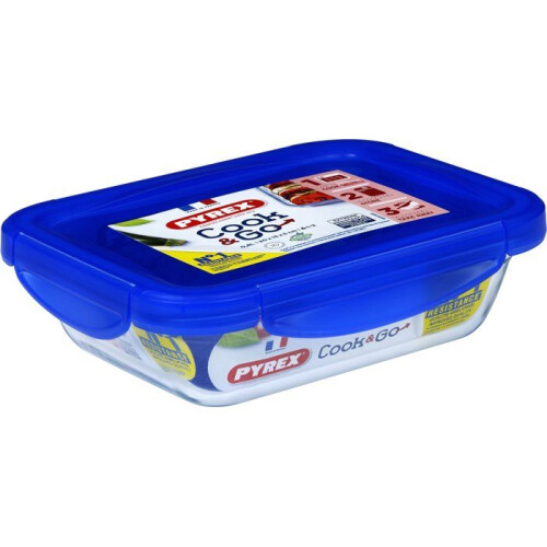 Pyrex Rectangular Storage Boxes - PYREX - Cook &amp; Go - Set of 3 - Borosilicate Glass - Airtight Lids