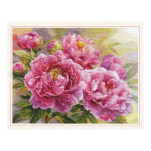 Kit point de croix compté - ALISA - Pivoines (2-35) - 40x30 cm - Toile Aïda 14ct blanc - 45 couleurs