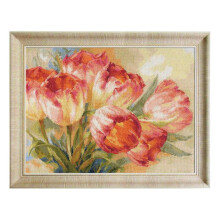 Kit point de croix compté - ALISA - Tulipes - 40x30 cm - Toile Aïda 14ct - 35 couleurs