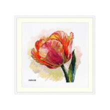 Kit point de croix compté - MEREJKA - K-248 Tulipe perroquet - Toile Aida 14ct blanche - 38 couleurs DMC - 21x21 cm