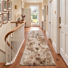 (80cm x 300cm (2 ft 6 in x 10 ft)- Extra Large Runner Rug, Tie-Dye Beige) Anti Slip Shaggy Rug For Living Room Runner Carpet