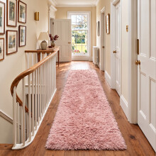 (80cm x 300cm (2 ft 6 in x 10 ft)- Extra Large Runner Rug, Pink) Anti Slip Shaggy Rug For Living Room Runner Carpet