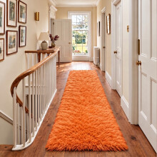 (80cm x 300cm (2 ft 6 in x 10 ft)- Extra Large Runner Rug, Rust/Orange) Anti Slip Shaggy Rug For Living Room Runner Carpet