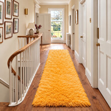 (80cm x 300cm (2 ft 6 in x 10 ft)- Extra Large Runner Rug, Ochre) Anti Slip Shaggy Rug For Living Room Runner Carpet
