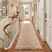 (80cm x 300cm (2 ft 6 in x 10 ft)- Extra Large Runner Rug, Beige) Anti Slip Shaggy Rug For Living Room Runner Carpet