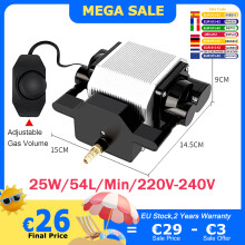 JUICEASE Pompe à air assistée 25W, 54L/Min, débit réglable, pour gravure laser et aquarium