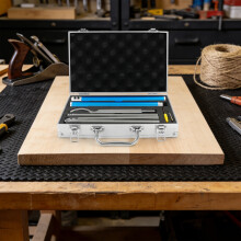 Lot de 4 outils de tournage sur bois en carbure, avec mallette en aluminium, pour sculpture de précision