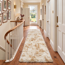 (80cm x 300cm (2 ft 6 in x 10 ft)- Extra Large Runner Rug, Tie-Dye Cream) Anti Slip Shaggy Rug For Living Room Runner Carpet