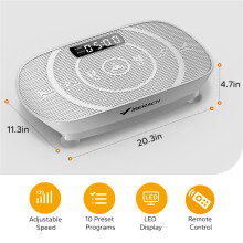 MERACH Plate de vibration CV30, 10 niveaux de vitesse, supporte 150 kg, pour entraînement complet du corps