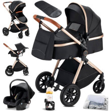 Cochecito de Bebé 3 en 1 Plegable 0-36 Meses con Portavasos, Mosquitera, Cubierta para Pies y Funda de Lluvia