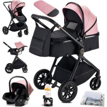 Cochecito de Bebé 3 en 1 Plegable 0-36 Meses con Portavasos, Mosquitera, Cubierta para Pies y Funda de Lluvia