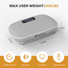 MERACH Plate de Vibration CV30PRO, 10 niveaux de vitesse, entraînement complet du corps, charge max 150 kg