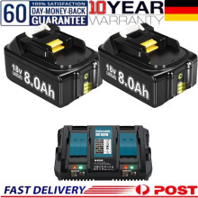 Ersatzakku 18V 8000mAh für Makita BL1830 BL1860 BL1850 BL1840B, mit 6A Ladegerät