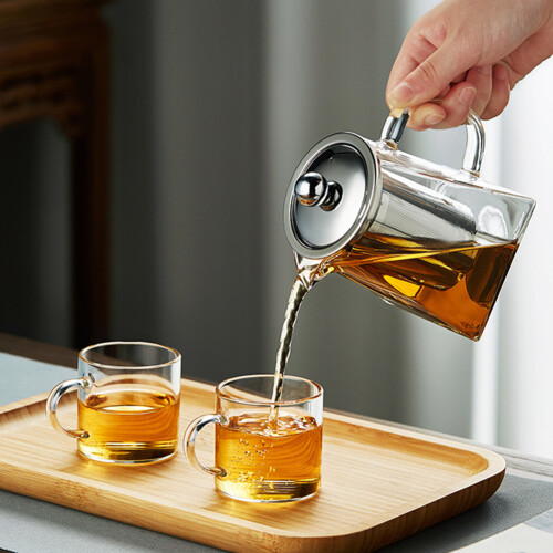 Living And Home 950ML Clear Square Glass Teapot with Infuser 2
