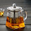 Living And Home 950ML Clear Square Glass Teapot with Infuser 1