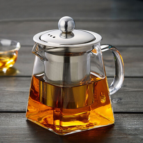 Living And Home 950ML Clear Square Glass Teapot with Infuser