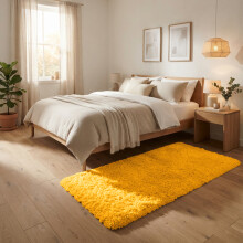 (60 x 110 cm (2 ft x 3 ft 7 in)-Mat, Ochre) Anti Slip Shaggy Rug For Living Room Runner Carpet